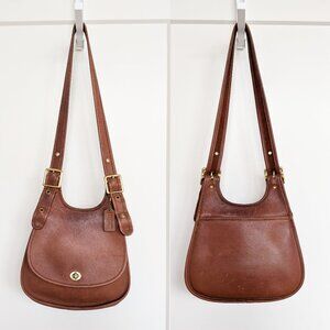 Vintage 90s Coach Saddle Bag Purse British Tan Leather Turnlock 9988